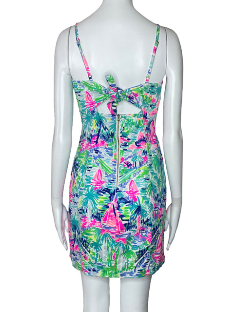 Vestido Lilly Pulitzer Tiras Estampado Verde-Talla 2