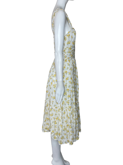 Vestido Lini Estampado Floral Blanco-Talla S