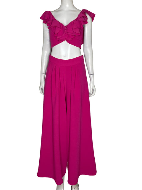 Set Sclub Top + Pantalón Basta Ancha Fucsia - Talla S