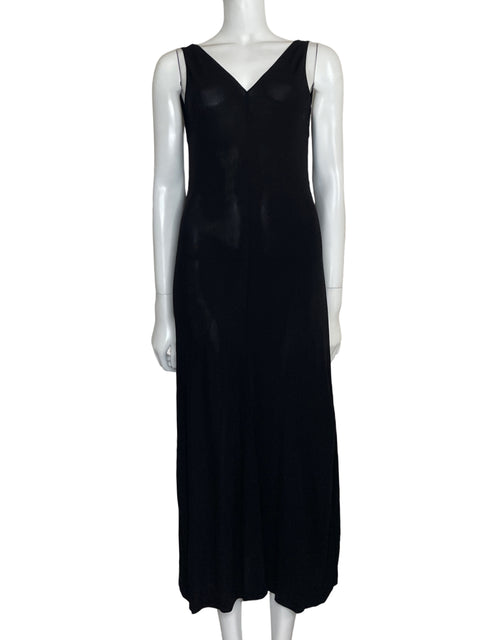 Vestido Massimo Dutti Midi Cuello V Negro-Talla L