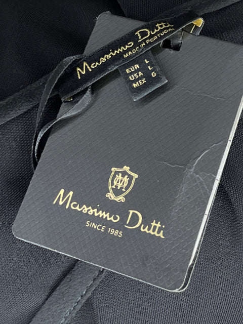 Vestido Massimo Dutti Midi Cuello V Negro-Talla L