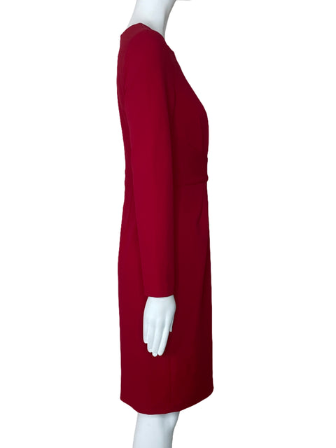 Vestido DKNY Drapeado Mangas Rojo-Talla 2