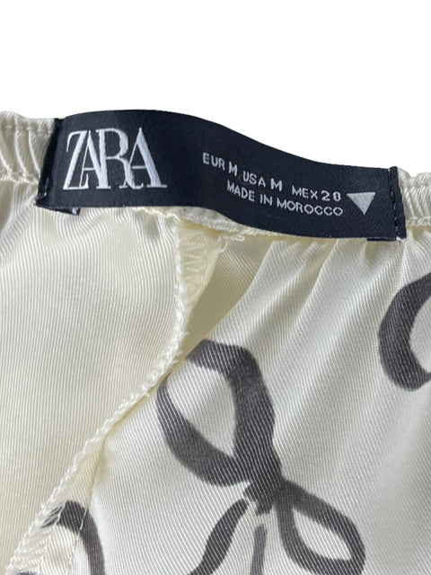 Set Zara Satinado Top+Pantalón Beige-Talla M