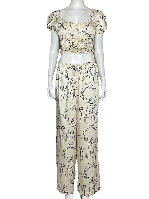 Set Zara Satinado Top+Pantalón Beige-Talla M