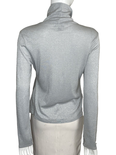 Sueter Project Runway Manga Larga Brillante Gris-Talla L