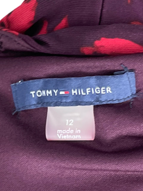 Vestido Tommy Hilfiger Flores Drapeado Rojo-Talla 12