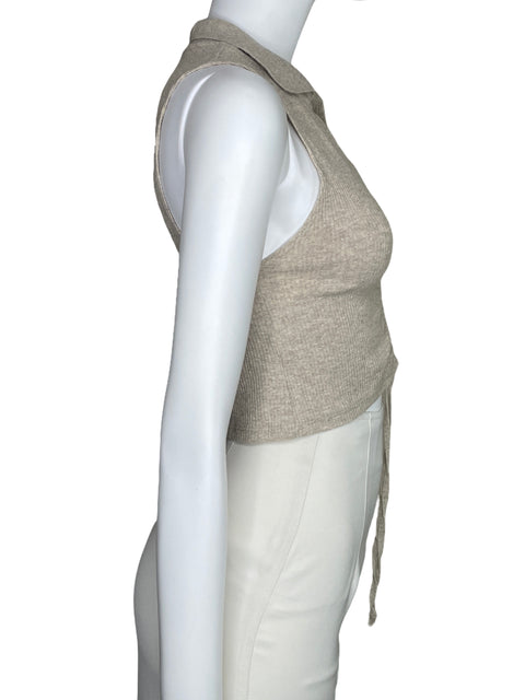 Top Zara Sin Mangas Ajustable Beige-Talla M