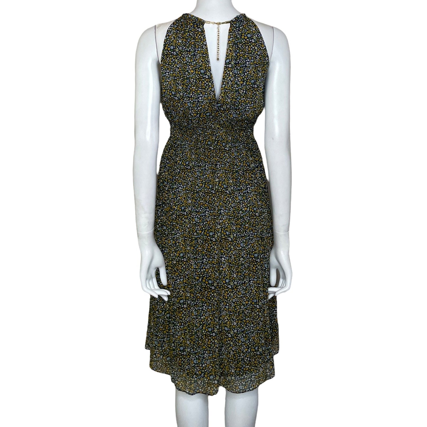 Vestido Michael Kors Estampado Floral Plizado Azul
-Talla 4