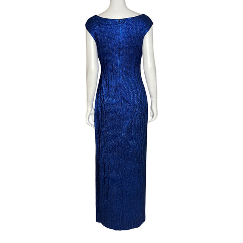 Vestido Connected Apparel Metalizado Maxi  Azul-Talla 6