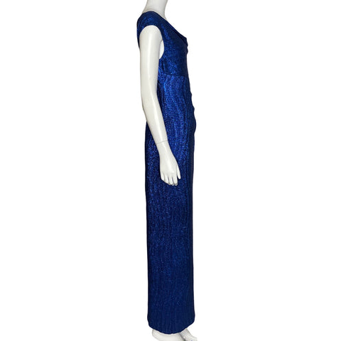 Vestido Connected Apparel Metalizado Maxi  Azul-Talla 6