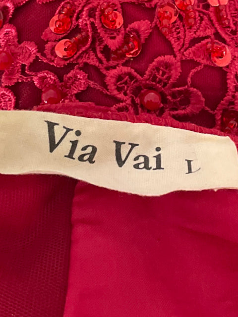 Vestido Via Vai Maxi Encaje Rojo-Talla L