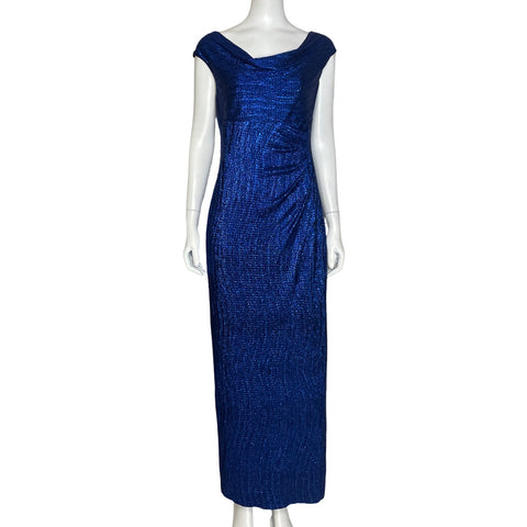 Vestido Connected Apparel Metalizado Maxi  Azul-Talla 6