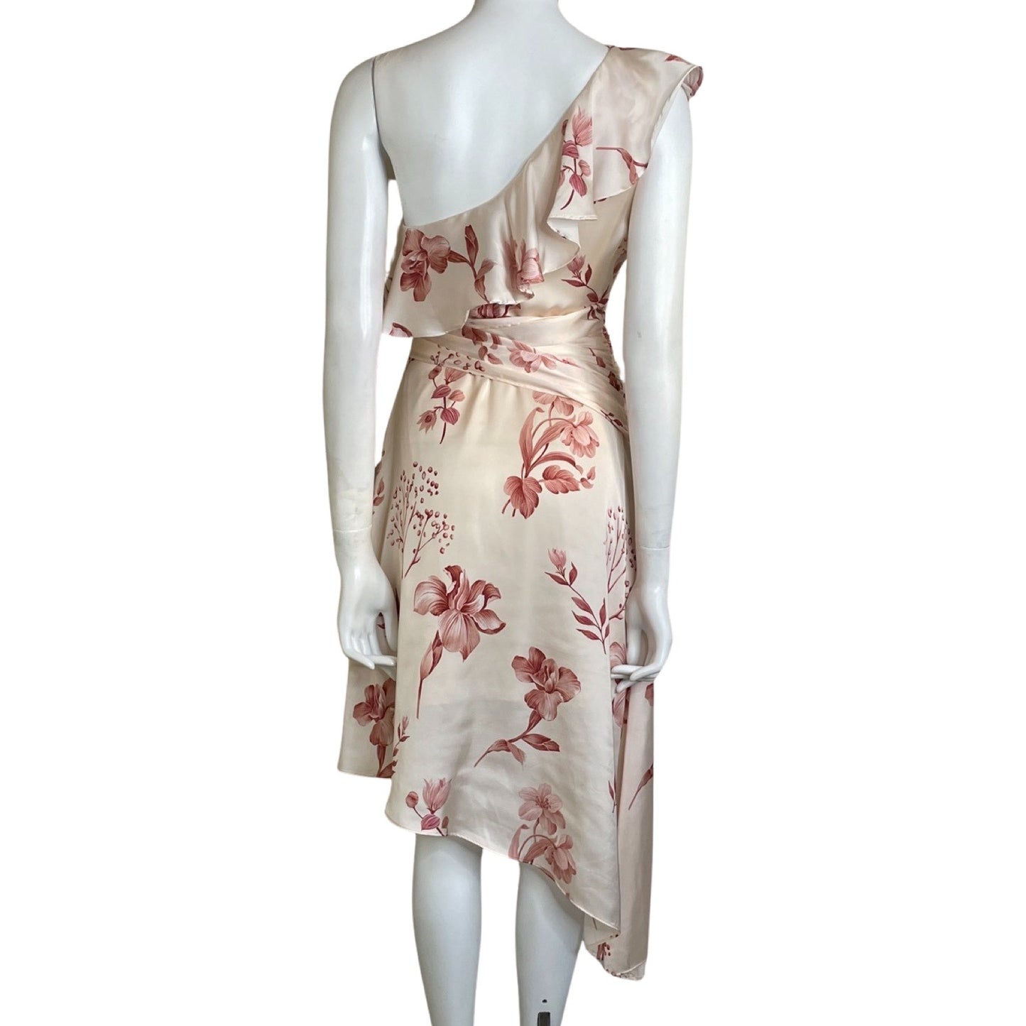 Vestido MOTF Estampado Floral Asimétrico Vuelos 
Beige-Talla M