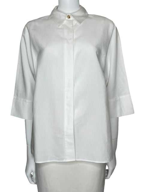 Camisa Zara Oversize Media Manga Blanco-Talla M