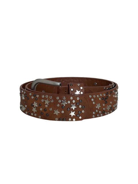 Cinturón Prune Tachas Estrellas Marrón-Talla U