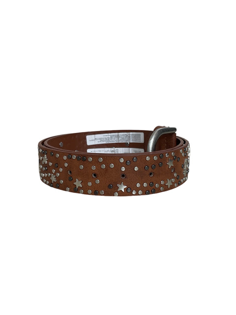 Cinturón Prune Tachas Estrellas Marrón-Talla U