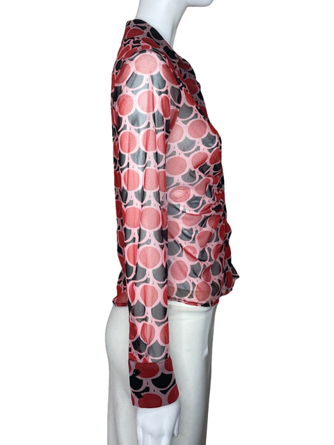 Blusa Zara Transparente Estampado Rojo-Talla M