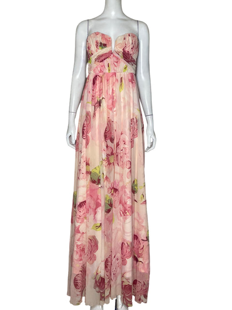 Vestido ASOS Maxi Escote Bandeau Fruncido Rosado - Talla 4