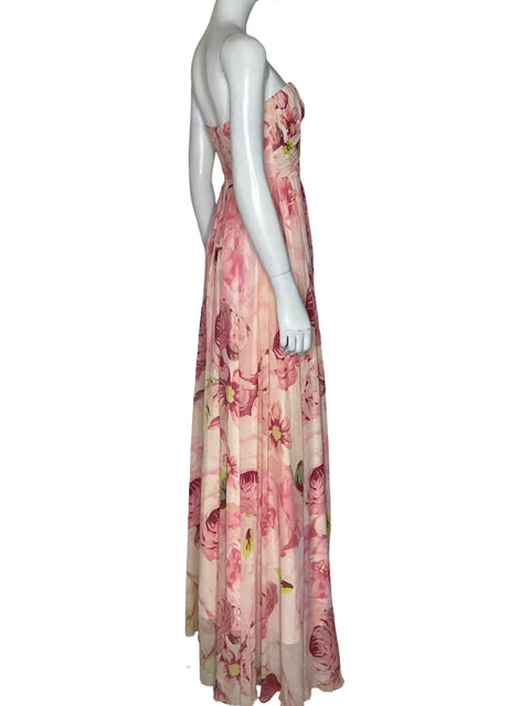 Vestido ASOS Maxi Escote Bandeau Fruncido Rosado - Talla 4