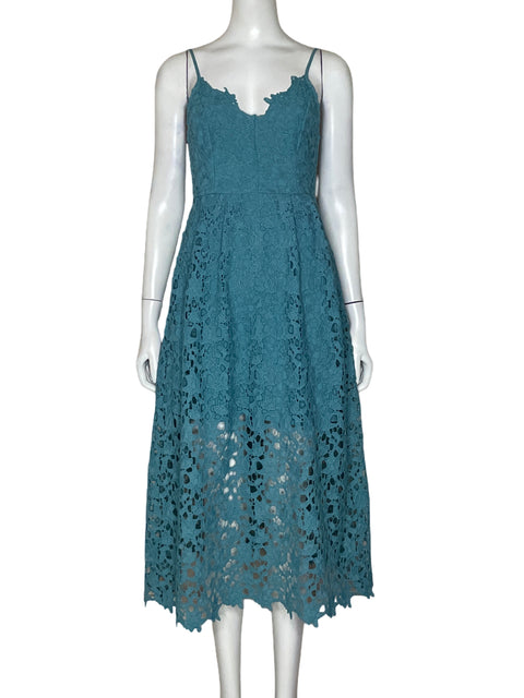 Vestido ASTR The Label Midi De Encaje Linea A  Azul - Talla S