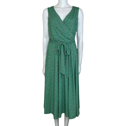 Vestido Tiana B. Puntos Sin Mangas Acampanado 
Verde-Talla 10