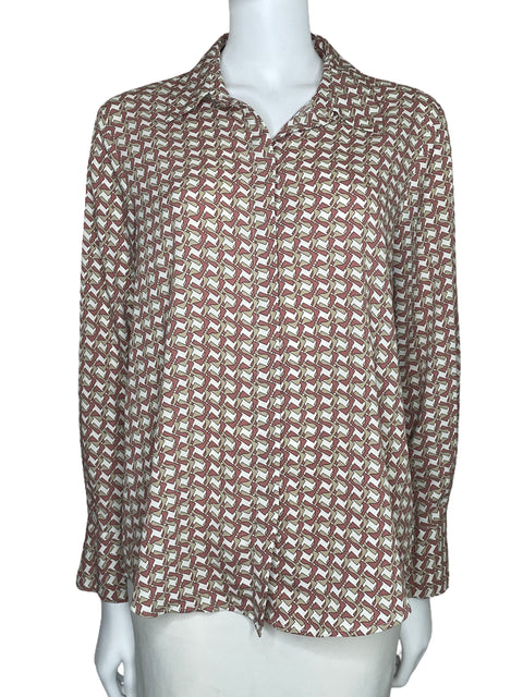 Camisa MNG Estampada Manga Larga Beige-Talla 8