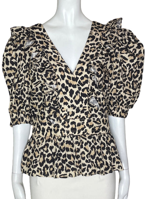 Blusa Tesoro Tps Mangas Corta  Abullonada Animal Print- Talla SS
