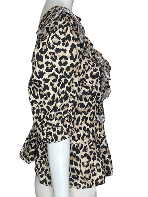 Blusa Tesoro Tps Mangas Corta  Abullonada Animal Print- Talla SS