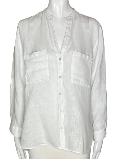 Camisa Zara Cuello V Blanco- Talla M