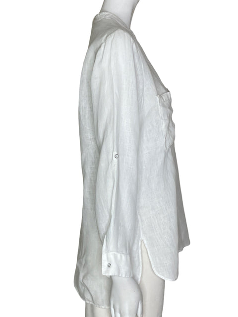 Camisa Zara Cuello V Blanco- Talla M