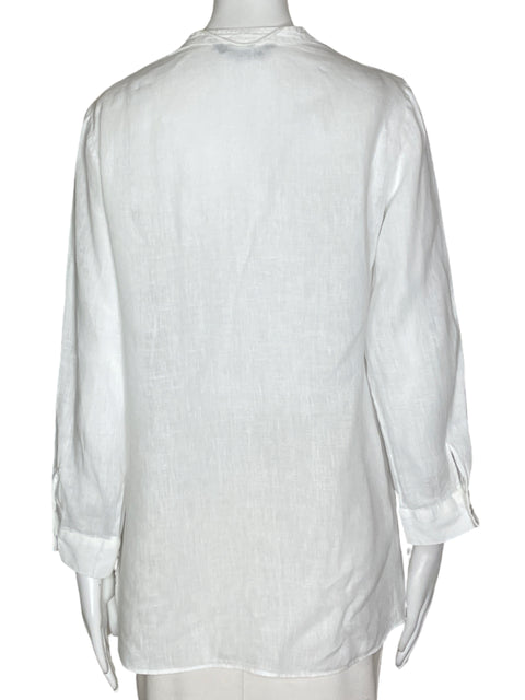 Camisa Zara Cuello V Blanco- Talla M