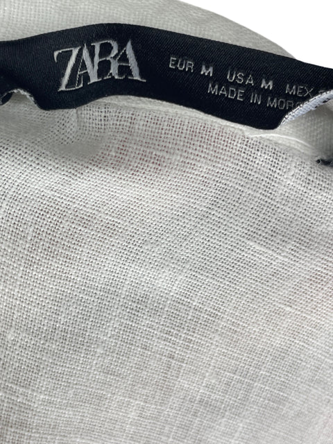 Camisa Zara Cuello V Blanco- Talla M