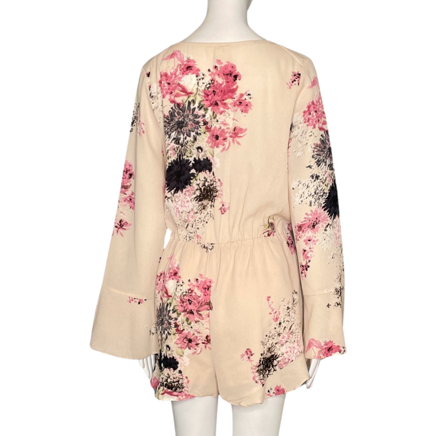 Romper Entro Flores Manga Larga Rosado-Talla L