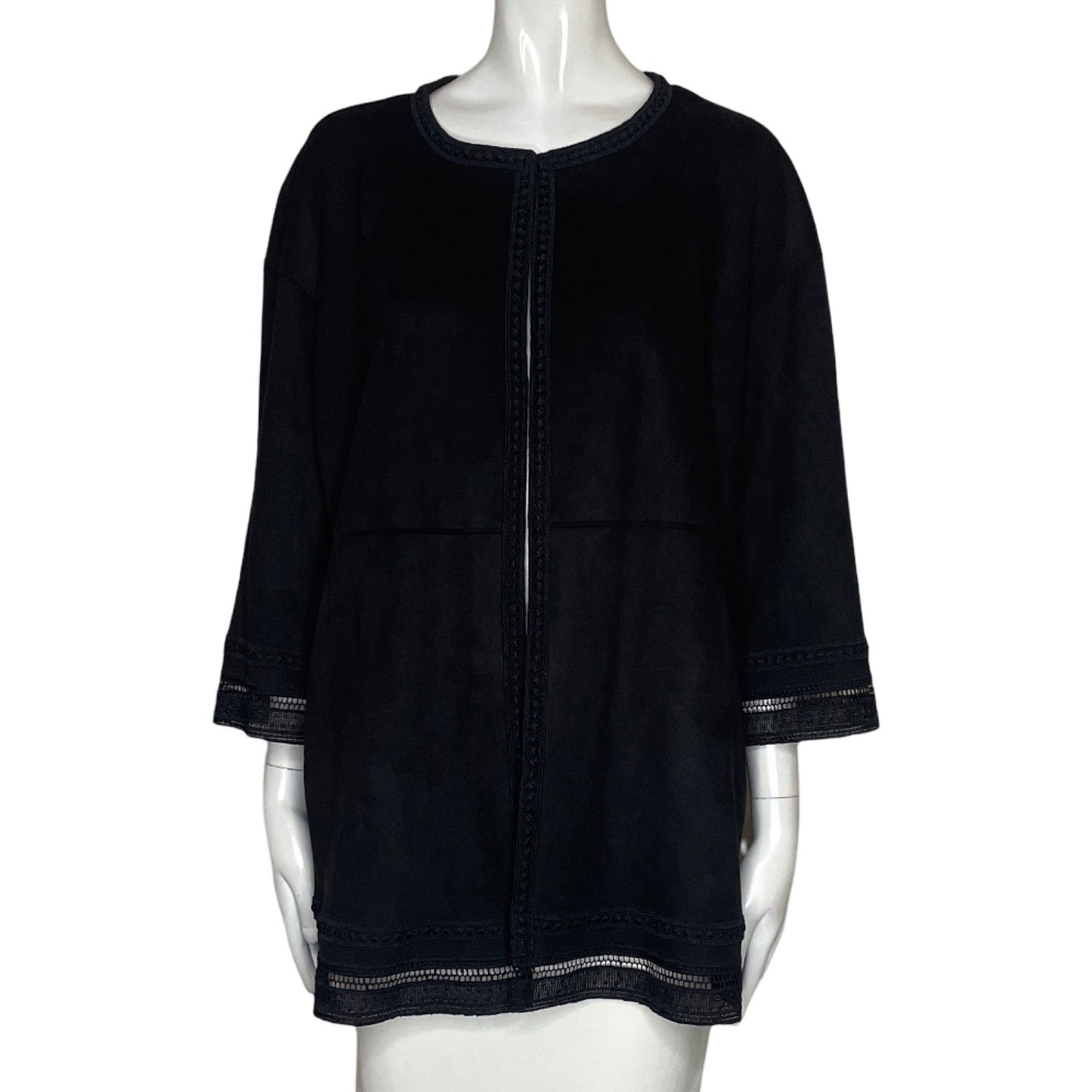 Chaqueta Zara Borde Encaje Negro-Talla M