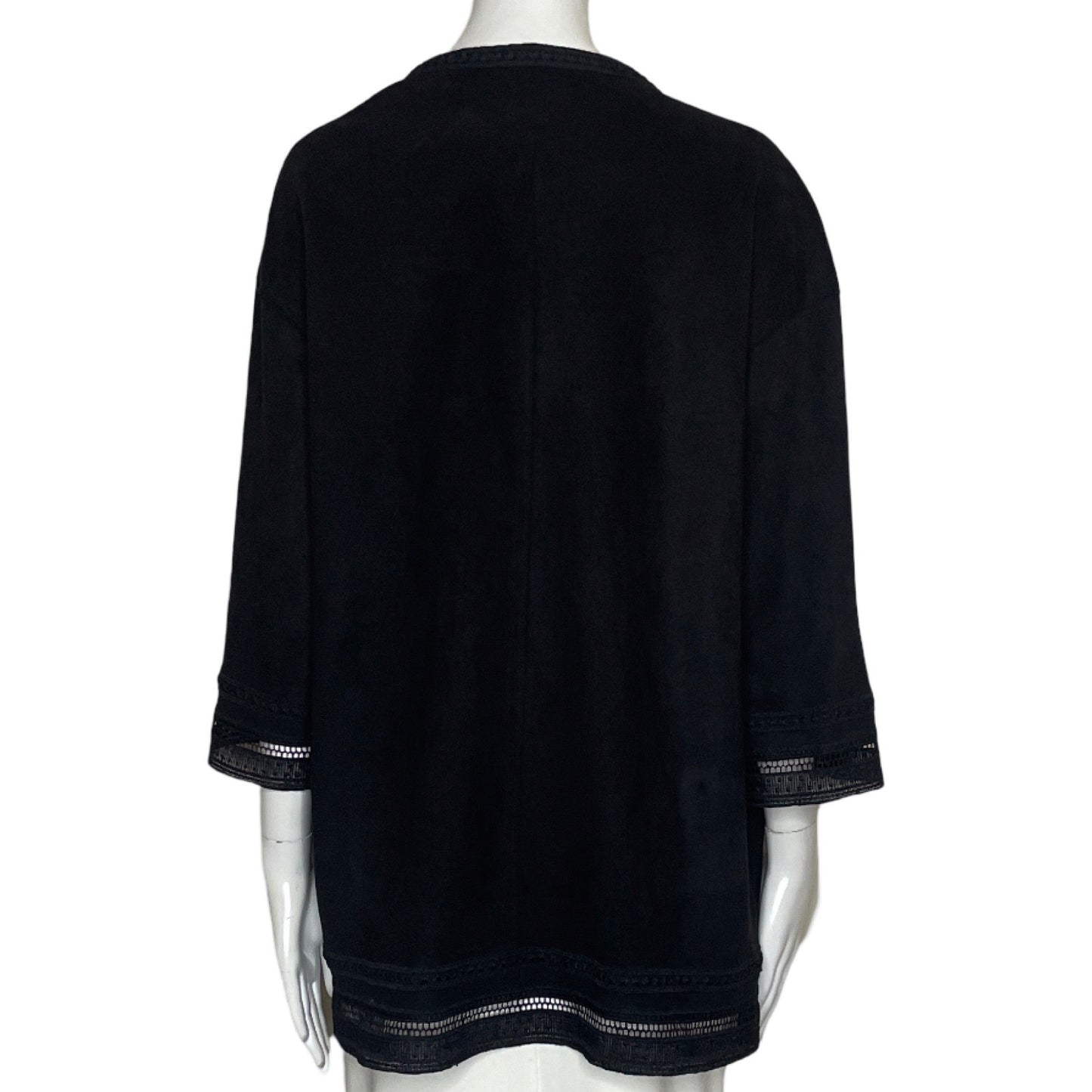 Chaqueta Zara Borde Encaje Negro-Talla M