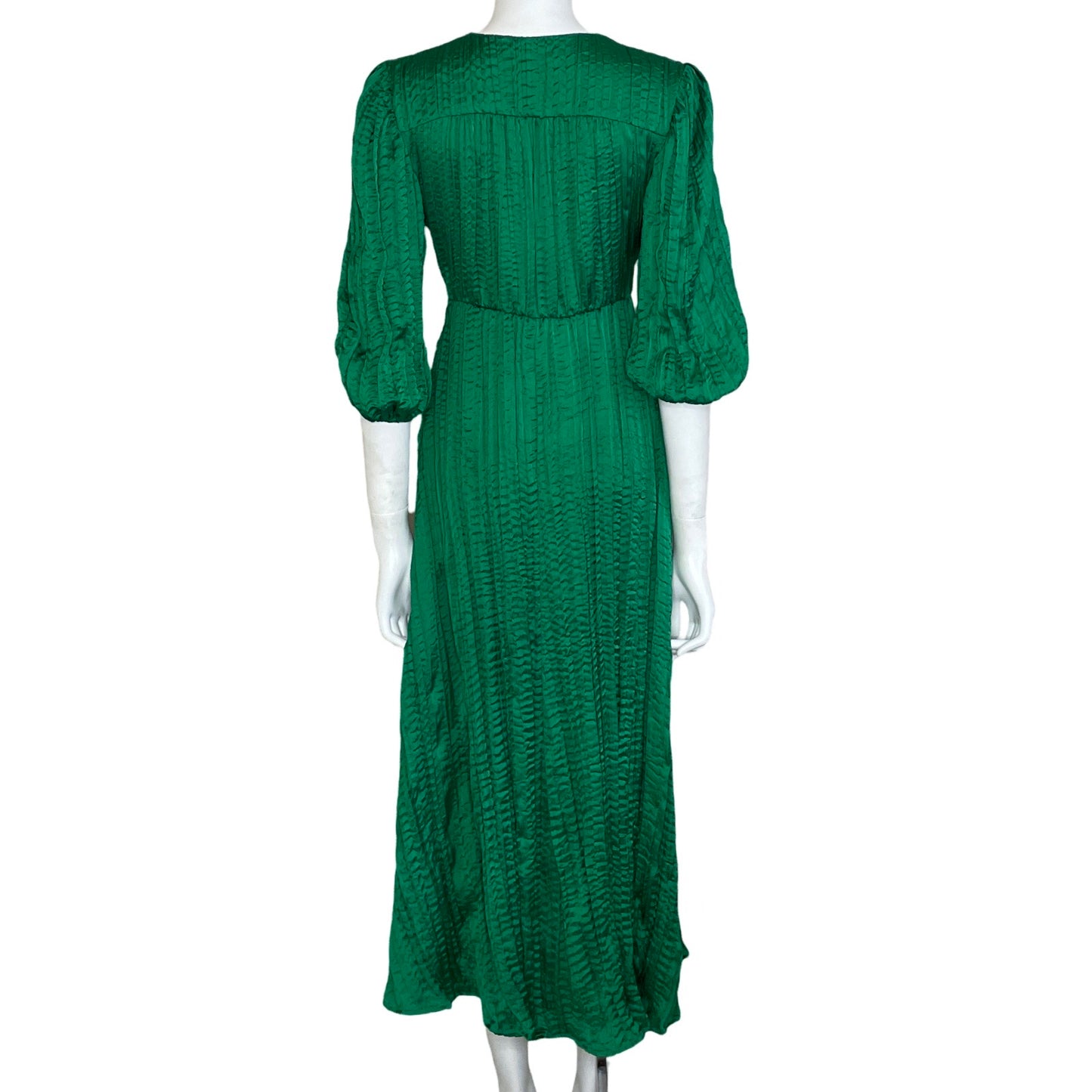 Vestido Sfera Collection Plizado Arrugado Mangas 
Bombachas Verde-Talla M