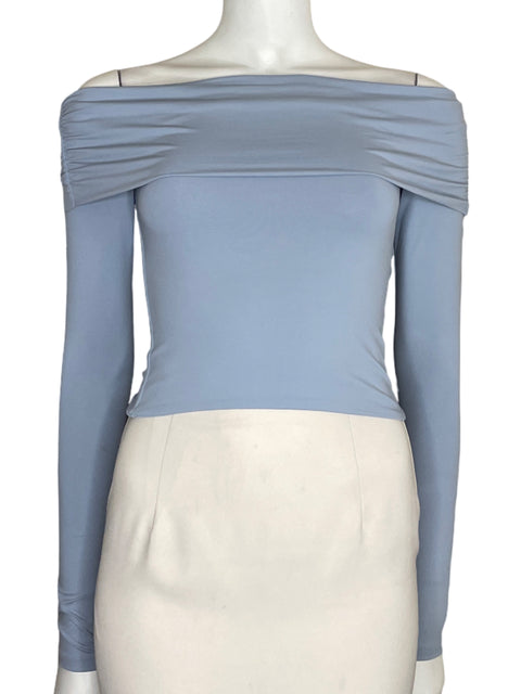 Top Meshki  Drapeado Manga Larga Azul-Talla S