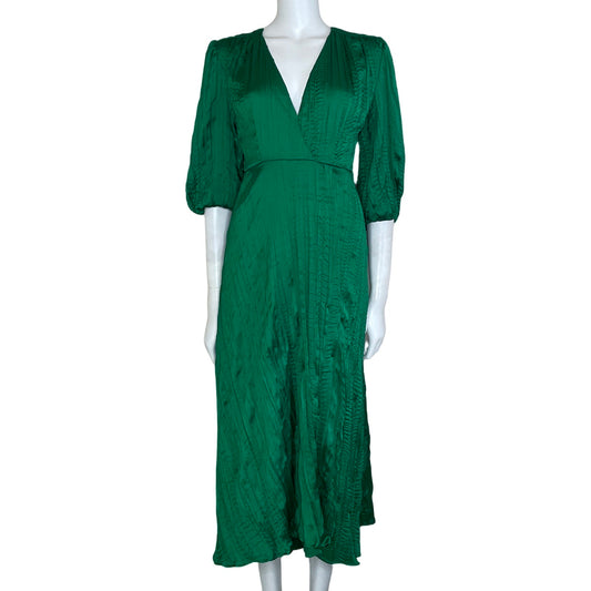 Vestido Sfera Collection Plizado Arrugado Mangas 
Bombachas Verde-Talla M