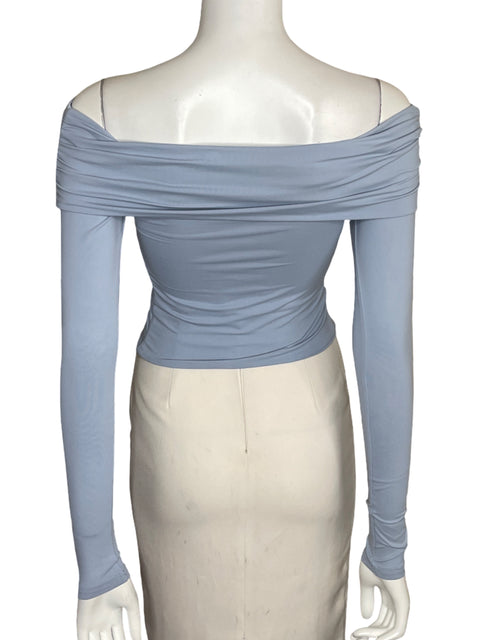 Top Meshki  Drapeado Manga Larga Azul-Talla S