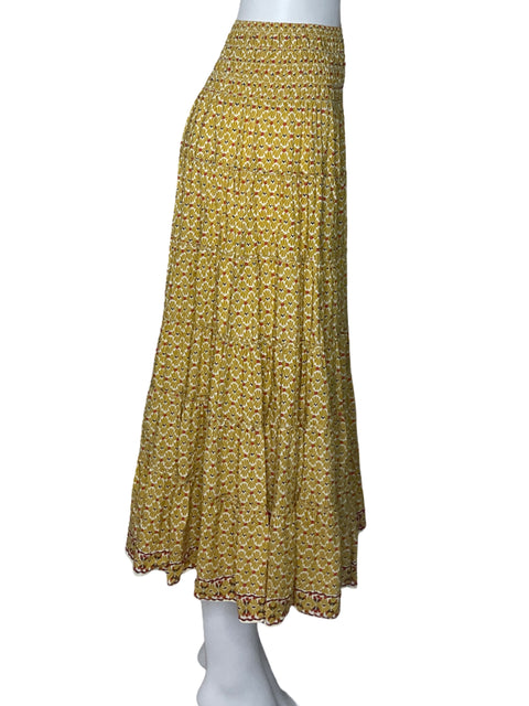 Falda Max Studio Estampado Amarillo-Talla L