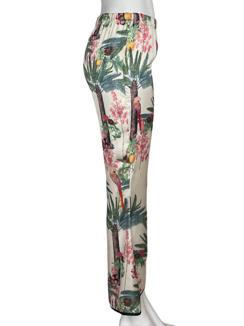 Pantalón Lobo Rosa Satinado Print Beige-Talla M