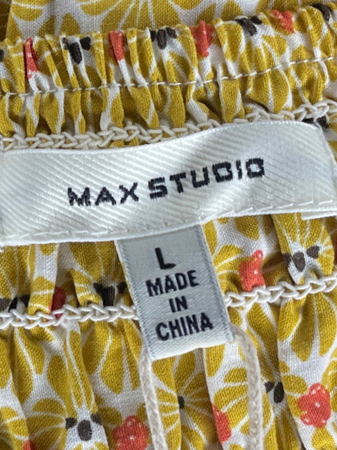 Falda Max Studio Estampado Amarillo-Talla L