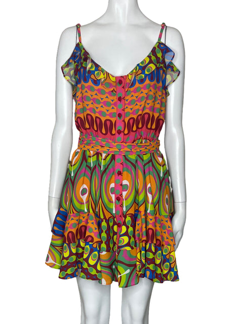 Vestido Alexis Estampado Tiras Naranja-Talla M