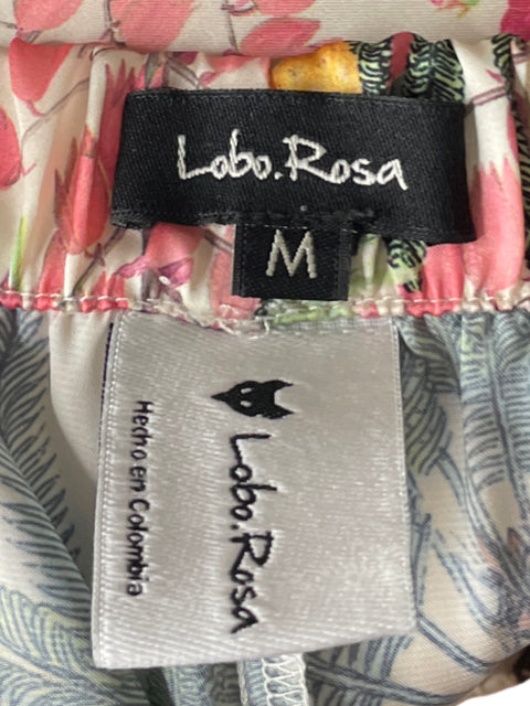 Pantalón Lobo Rosa Satinado Print Beige-Talla M