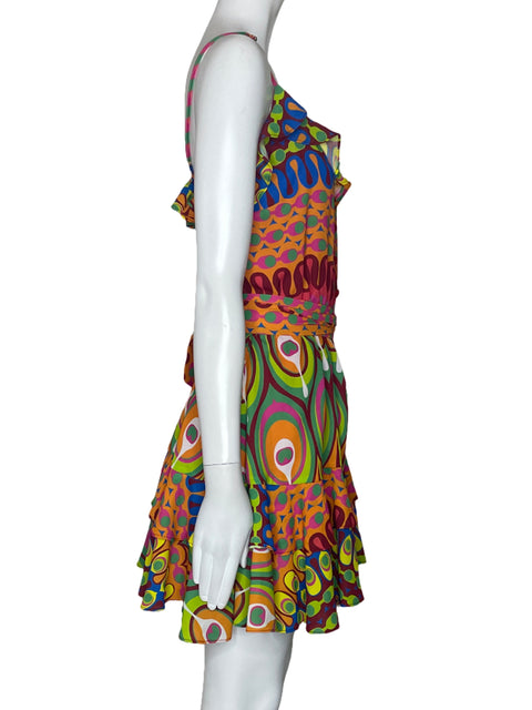 Vestido Alexis Estampado Tiras Naranja-Talla M
