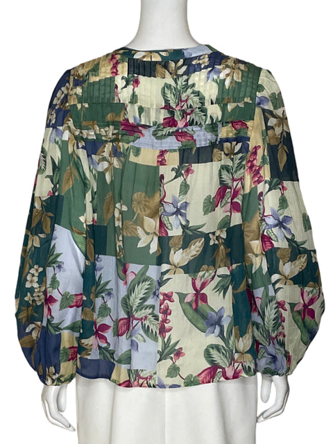 Blusa Tommy Bahama Mangas Larga Flores Verde - Talla M