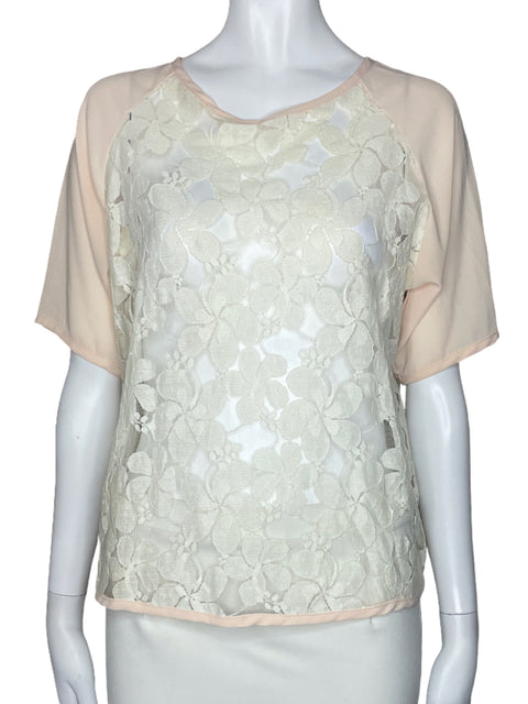 Blusa I.Ner Transparente Floral Blanco-Talla M