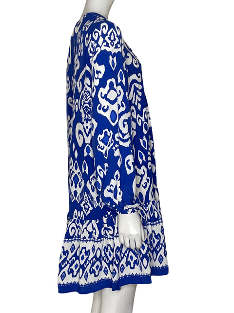 Vestido Zara Con Cuello Vuelos Azul - Talla SS