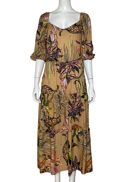 Vestido Spirito Estampado Tropical Marrón - Talla 6