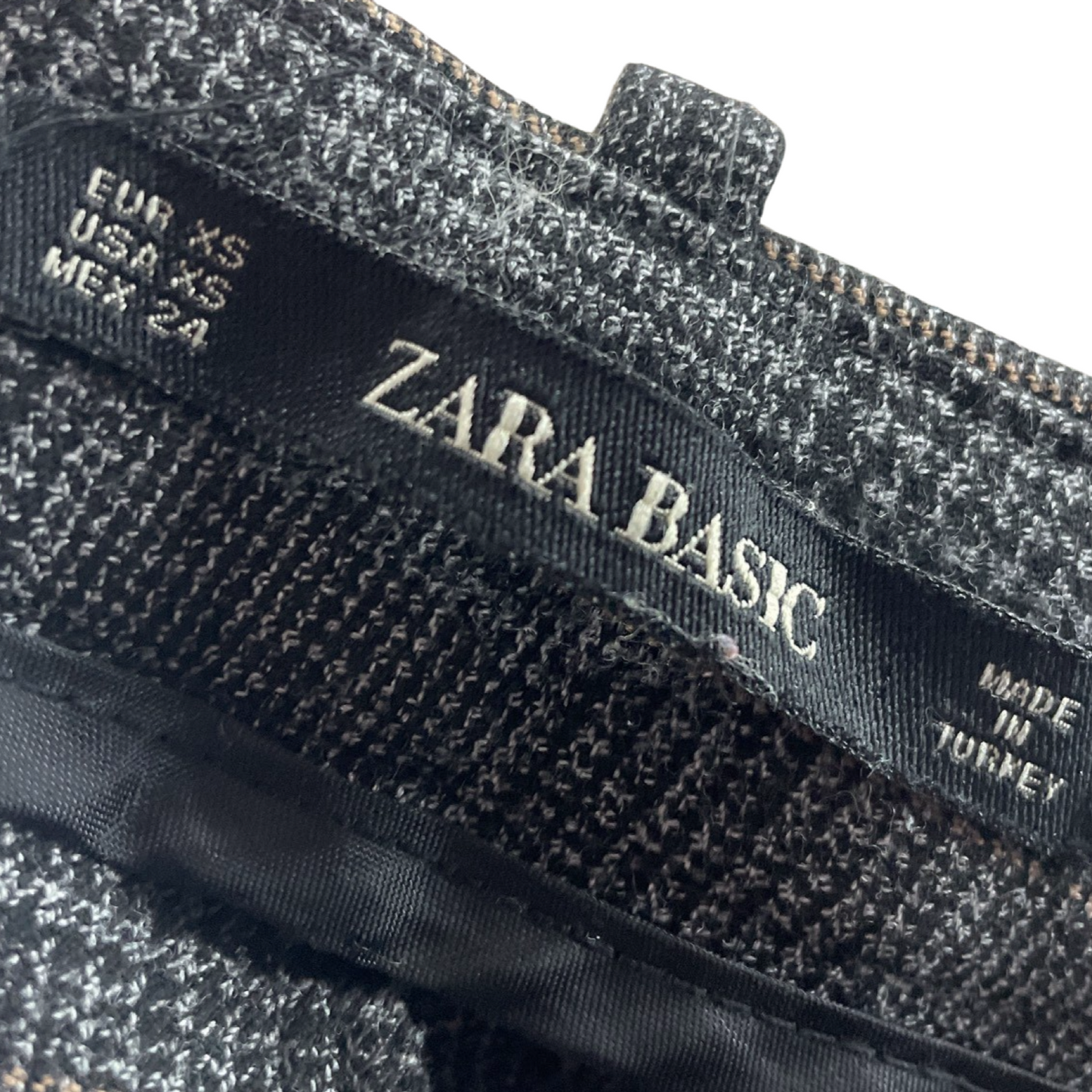 Pantalón ZARA Recto Lana Gris-Talla XS